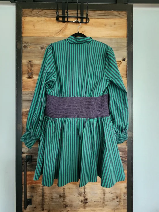 NWT ANTHROPOLOGIE The Tommie Long-Sleeve Smocked Front-Zip Mini Shirt Dress XL - Picture 5 of 7